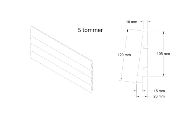 Klinkbeklædning i lærk - 5 tommer